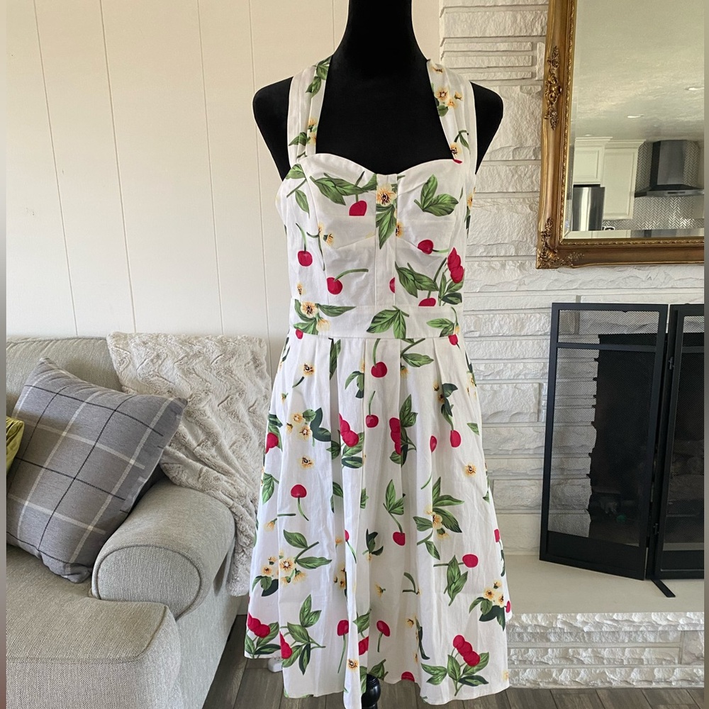 Adorable women’s cherry dress worn one time size 8.